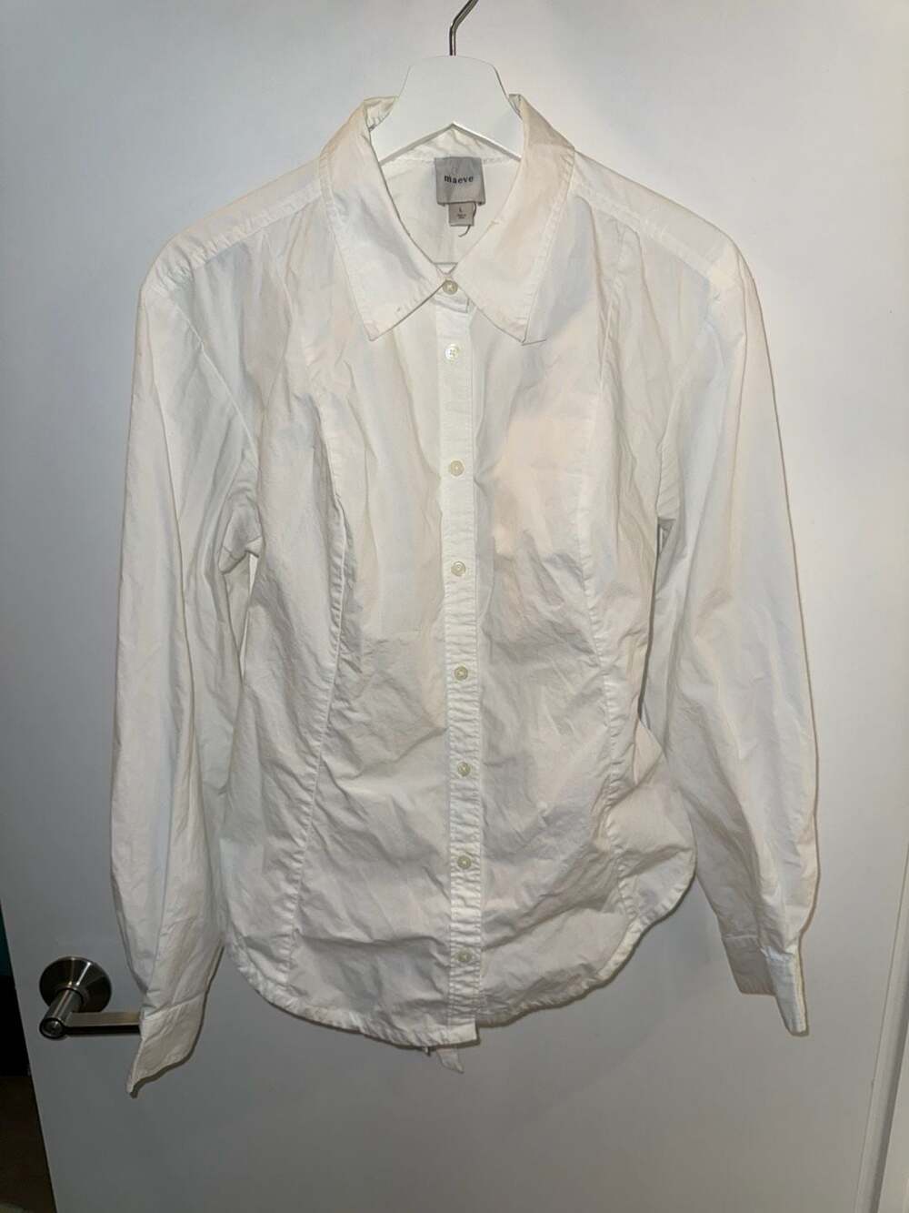 Maeve White Button Down Shirt Size L - Picture 1 of 9